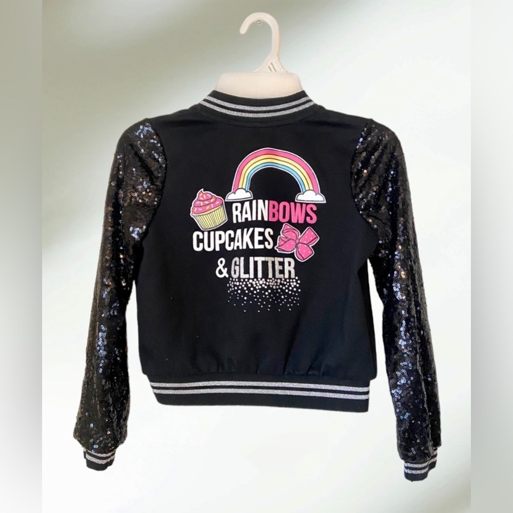 JoJo Siwa Rainbows Cupcakes Glitter Sequin Bomber Jacket Size Medium - Picture 2 of 8